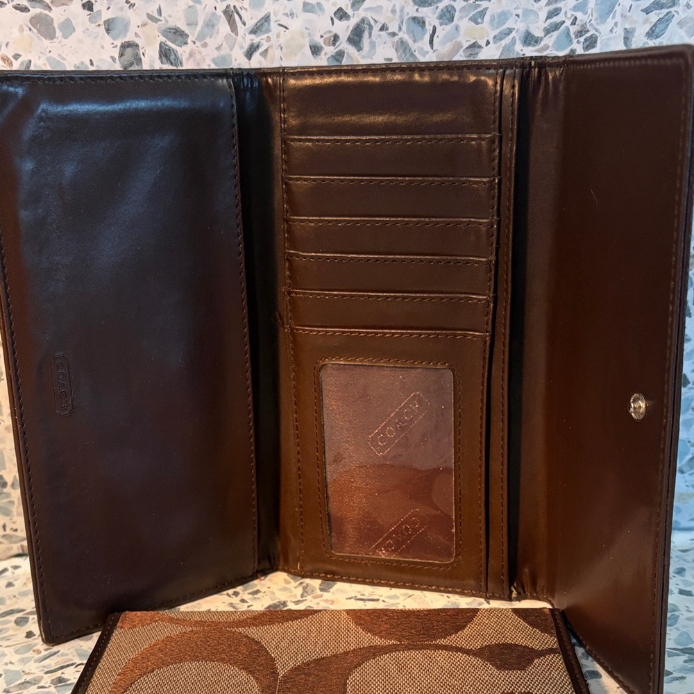 Coach Brown Signature C wallet and checkbook - Picture 3 of 7